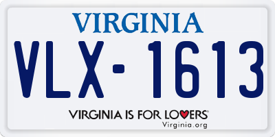 VA license plate VLX1613