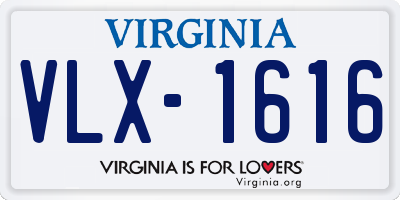 VA license plate VLX1616