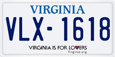 VA license plate VLX1618