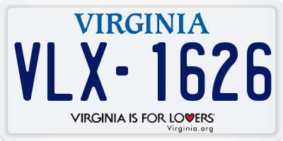 VA license plate VLX1626