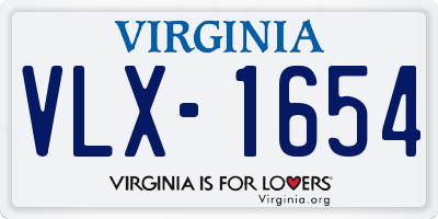 VA license plate VLX1654