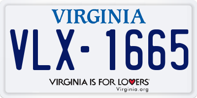 VA license plate VLX1665