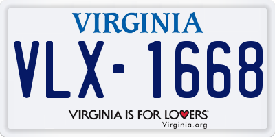 VA license plate VLX1668