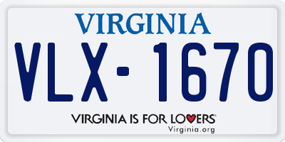 VA license plate VLX1670