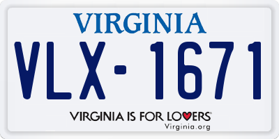 VA license plate VLX1671