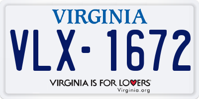 VA license plate VLX1672