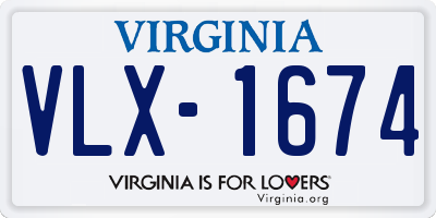 VA license plate VLX1674