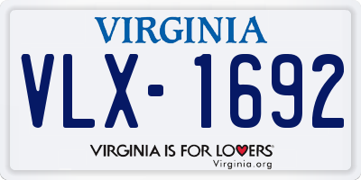 VA license plate VLX1692