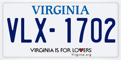 VA license plate VLX1702