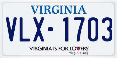 VA license plate VLX1703