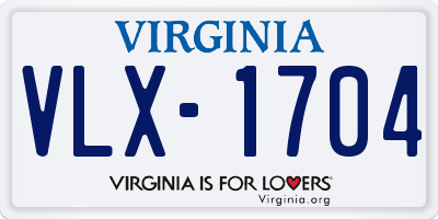 VA license plate VLX1704