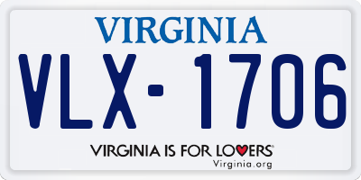 VA license plate VLX1706