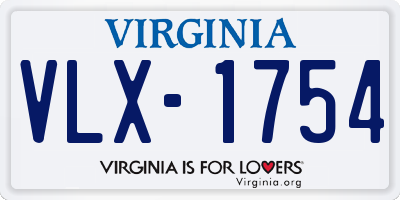 VA license plate VLX1754