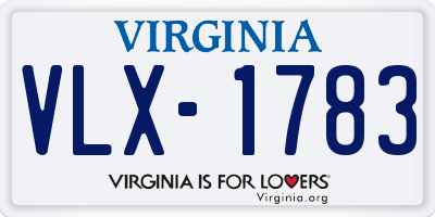 VA license plate VLX1783