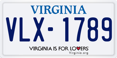 VA license plate VLX1789