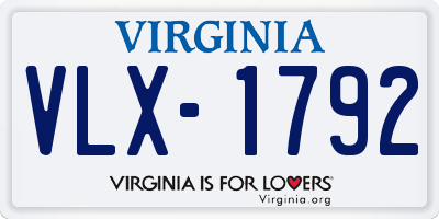 VA license plate VLX1792