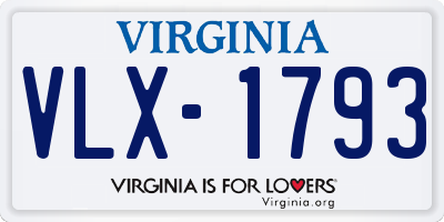 VA license plate VLX1793