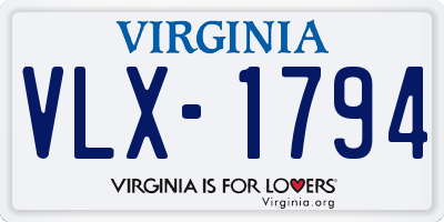 VA license plate VLX1794