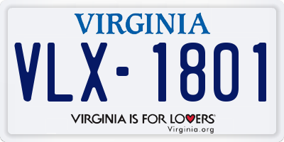 VA license plate VLX1801