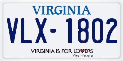 VA license plate VLX1802