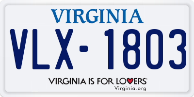 VA license plate VLX1803