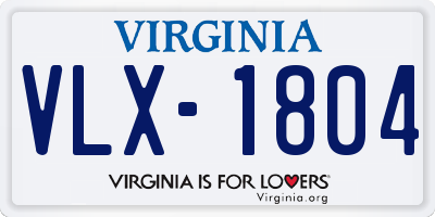 VA license plate VLX1804