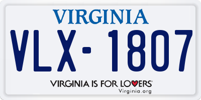 VA license plate VLX1807