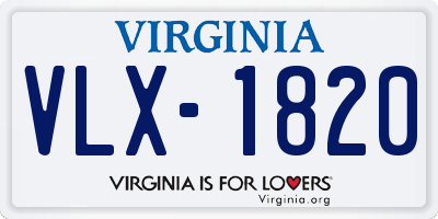 VA license plate VLX1820