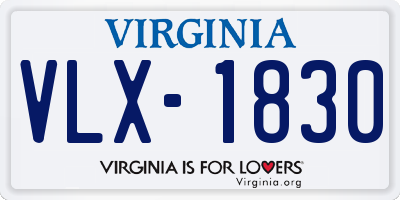 VA license plate VLX1830