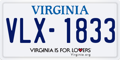 VA license plate VLX1833