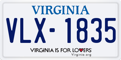 VA license plate VLX1835