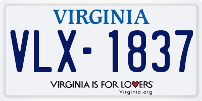 VA license plate VLX1837