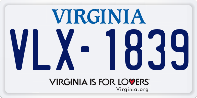 VA license plate VLX1839