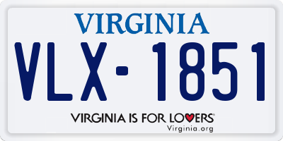 VA license plate VLX1851