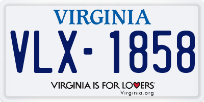 VA license plate VLX1858