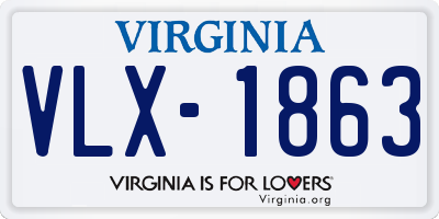 VA license plate VLX1863