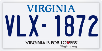 VA license plate VLX1872