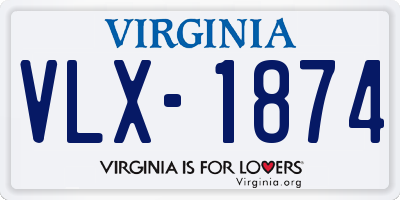 VA license plate VLX1874