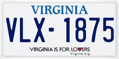 VA license plate VLX1875