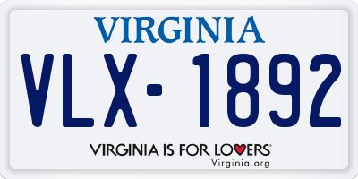 VA license plate VLX1892