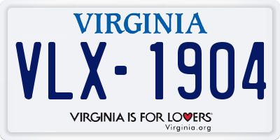 VA license plate VLX1904