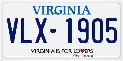 VA license plate VLX1905