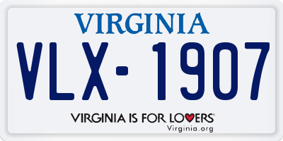 VA license plate VLX1907