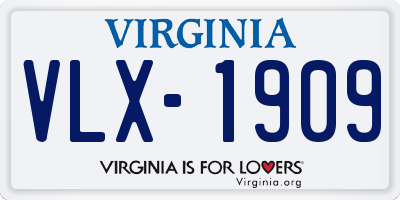 VA license plate VLX1909