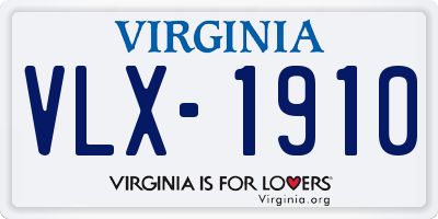 VA license plate VLX1910