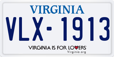 VA license plate VLX1913