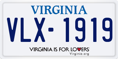 VA license plate VLX1919