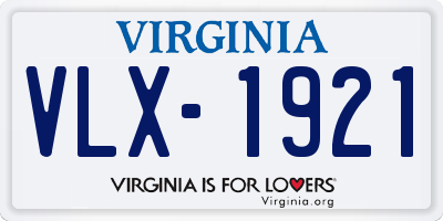 VA license plate VLX1921