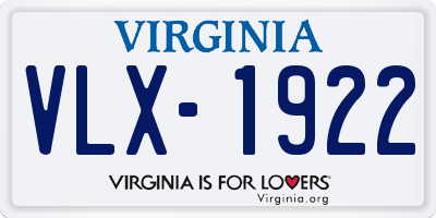 VA license plate VLX1922