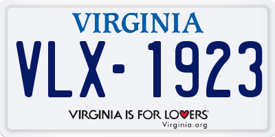 VA license plate VLX1923